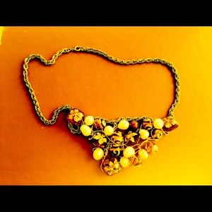 Handmade Artistic Glass Beads with Freshwater Pearls on a Gold filled chain